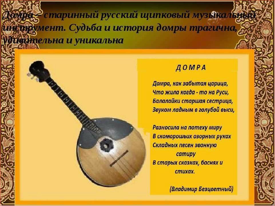 История музыкального инструмента домра